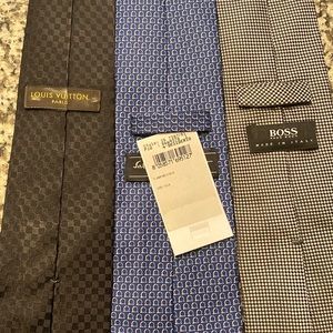 3 authentic designer ties - LV , Ferragamo and Boss